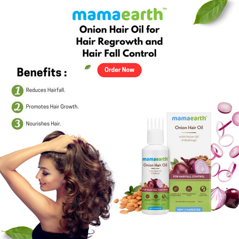 Mamaearth Onion Hair Oil for Hair Regrowth and Hair Fall Control